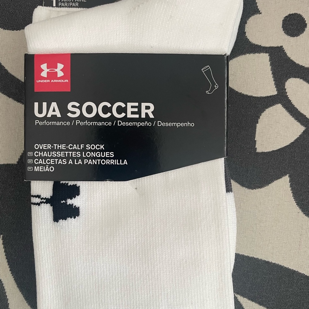 Under Armour UA Soccer Over-the-Calf Socks - White and Black